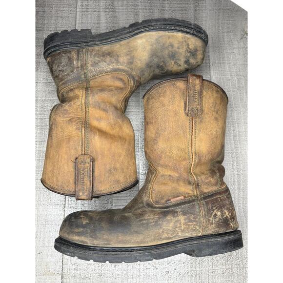 Worx By Red Wing Men’s Size 8M Work Boots Steel Toe Pull On Brown leather 5700 main image 5